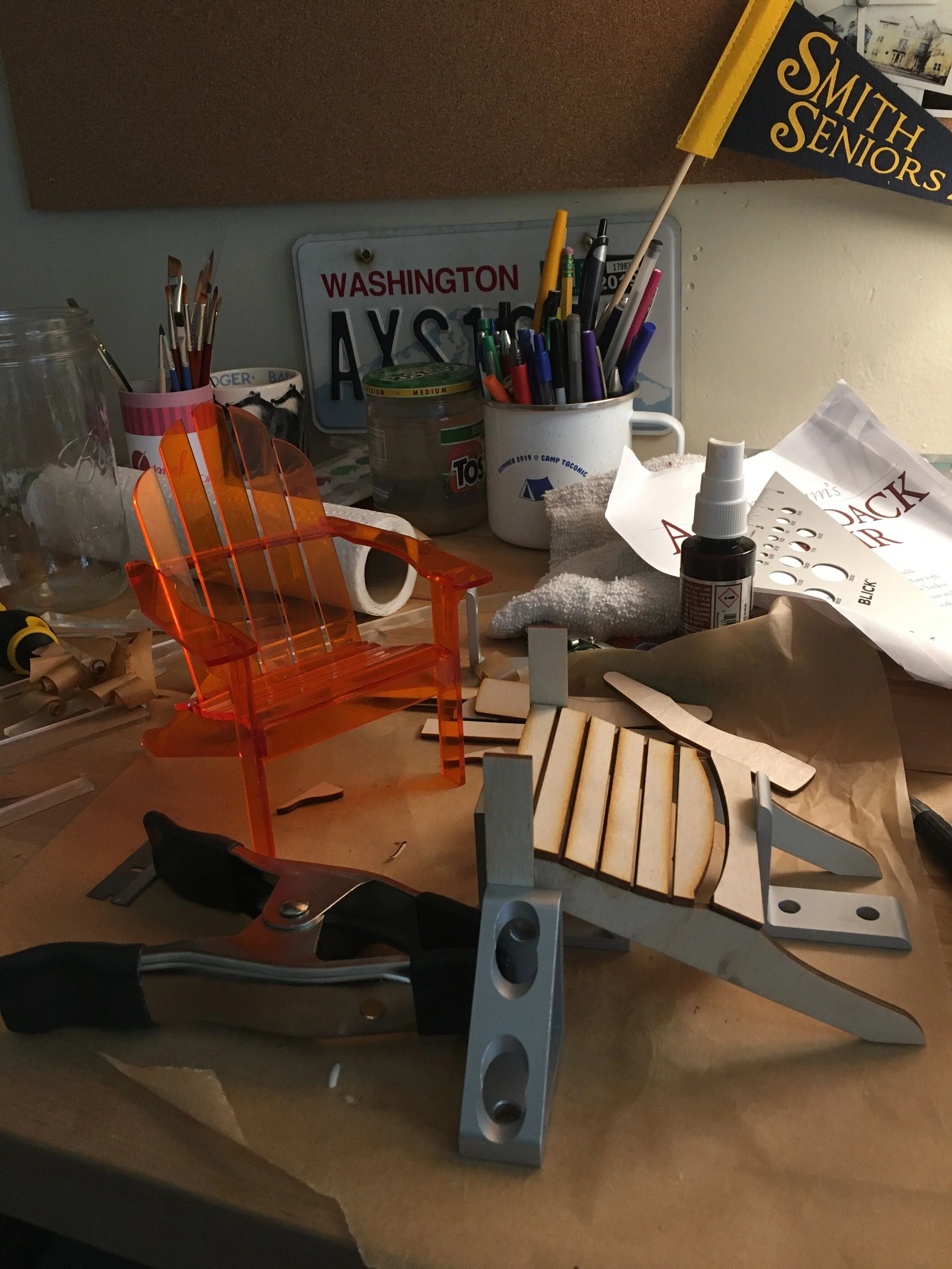  Model chairs shown in Acrylic, and partially assembled in thin plywood. 