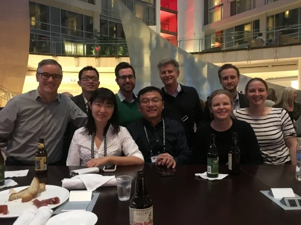 SFN 2017. Left to right: Nelson Spruston, Simon Chen, Wei Wei, Mark Sheffield, Jun Ding, Michael Hausser, Lucy Palmer, Johan Winnubst, Christine Grienberger