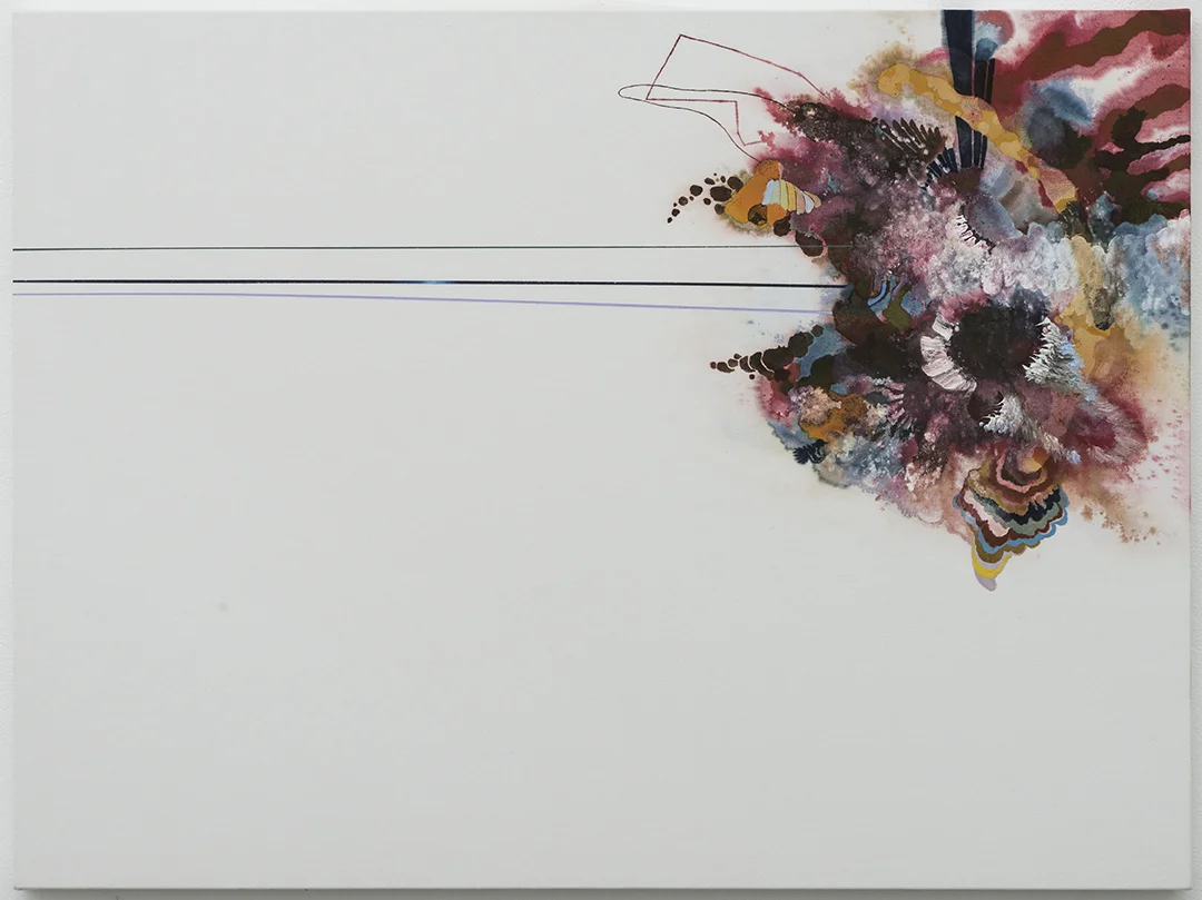 "White Well," Oil,acrylic and dye on bleached canvas, 30"X40" 2016