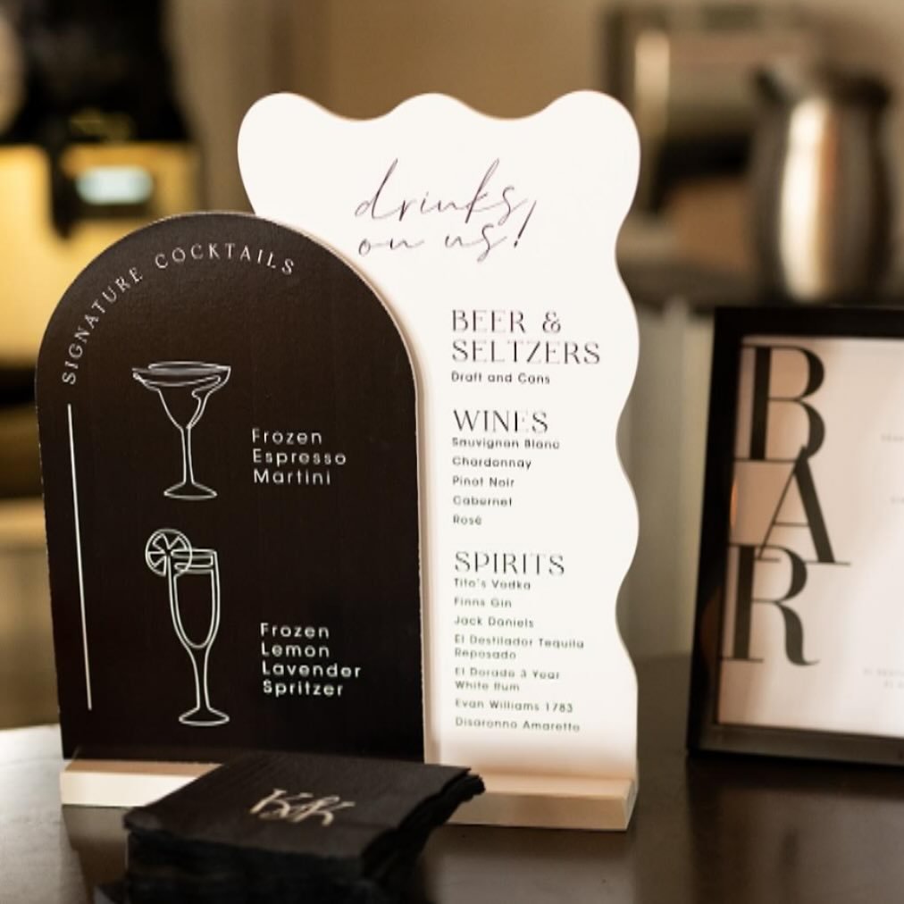 Cheers to the weekend, you made it! 

Clean and contemporary with an element of fun, you can&rsquo;t go wrong. #barmenu #weddingsignage #weddinginspiration