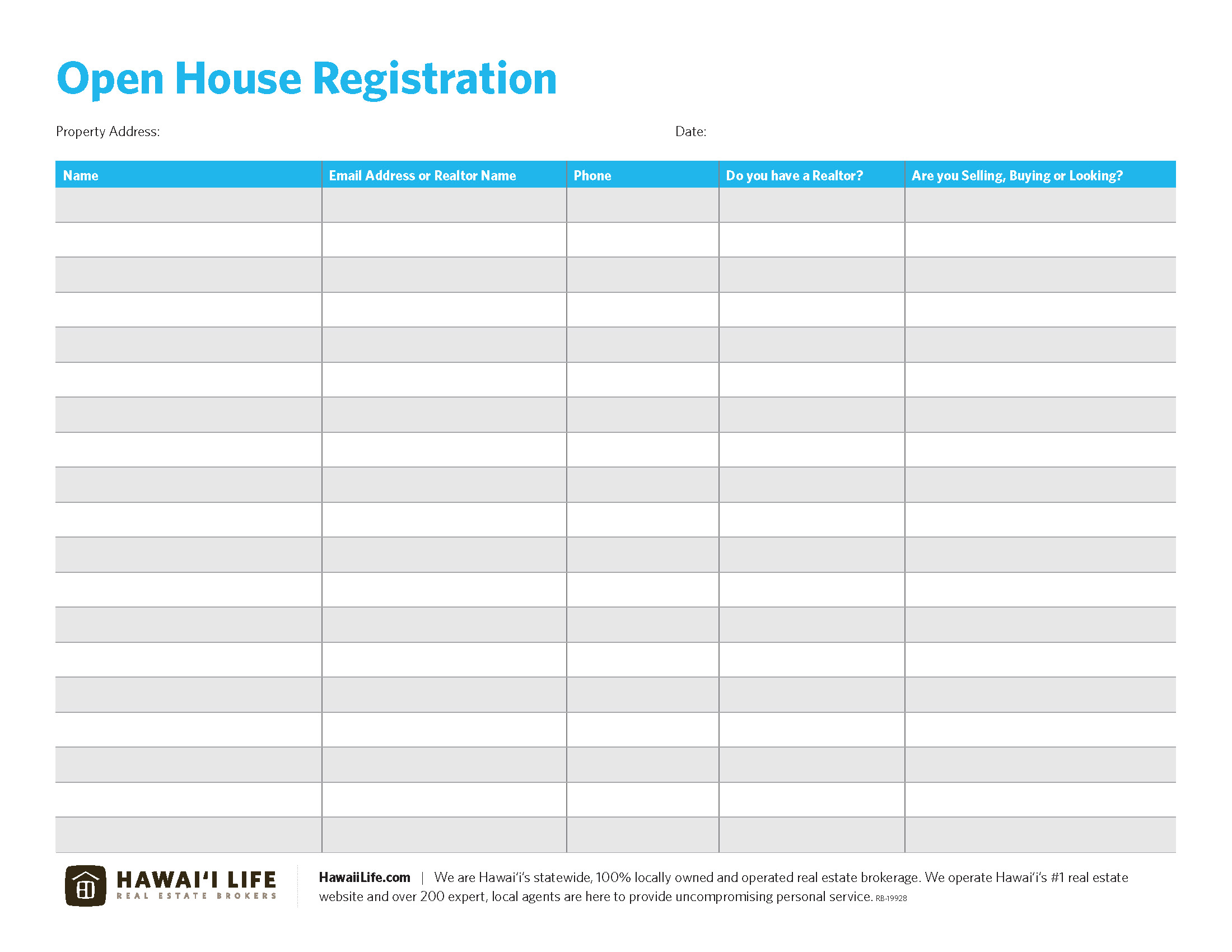 Open House Registration Sheet — Smarketing