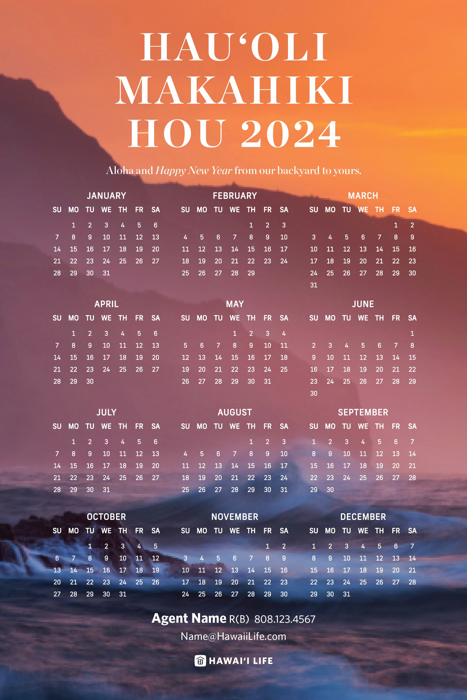 2024 Calendar - Sunset