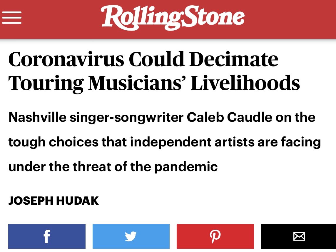 Caleb Caudle in Rolling Stone: Coronavirus Could Decimate Touring Musicians’ Livelihoods