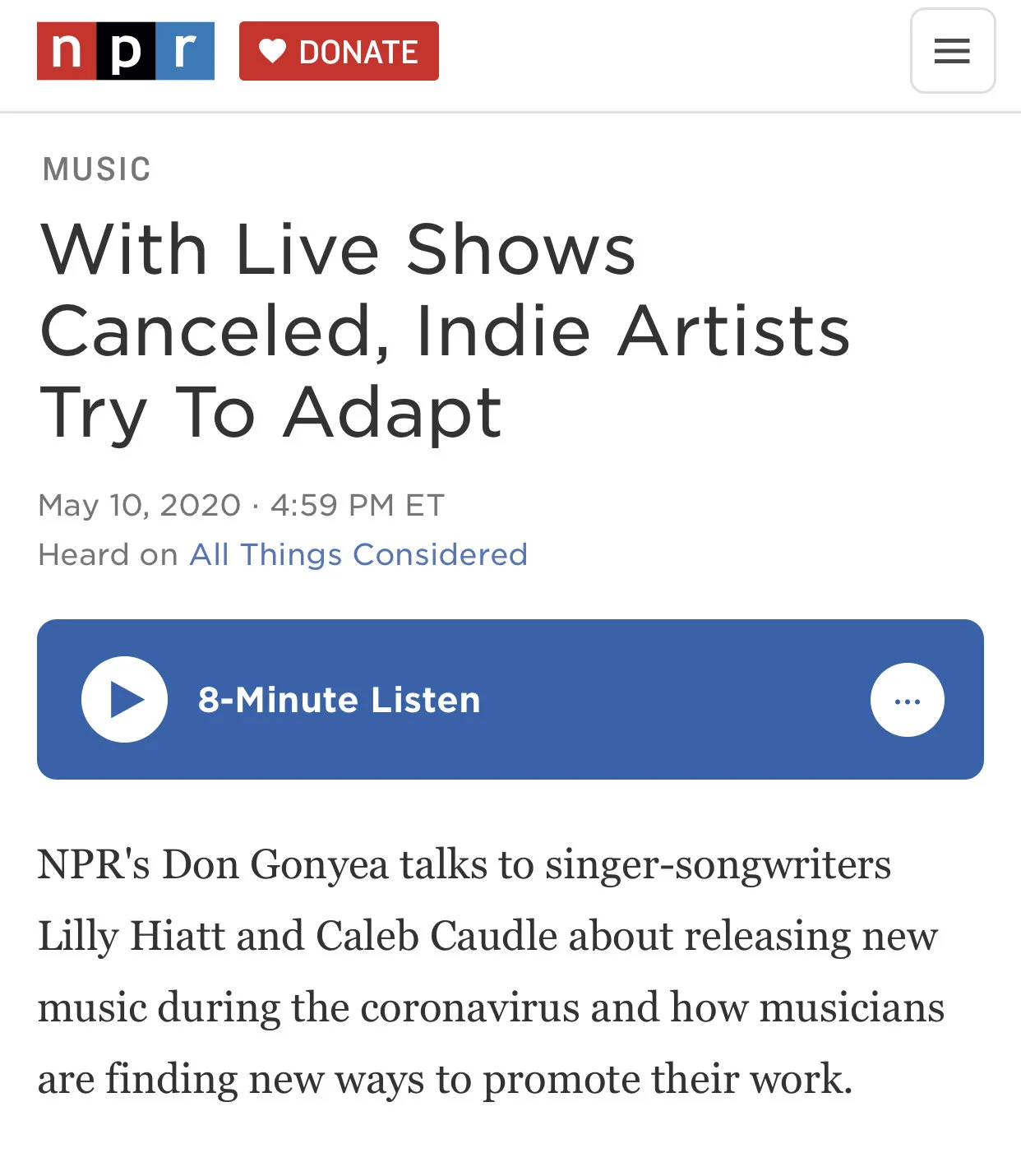 All Things Considered on NPR