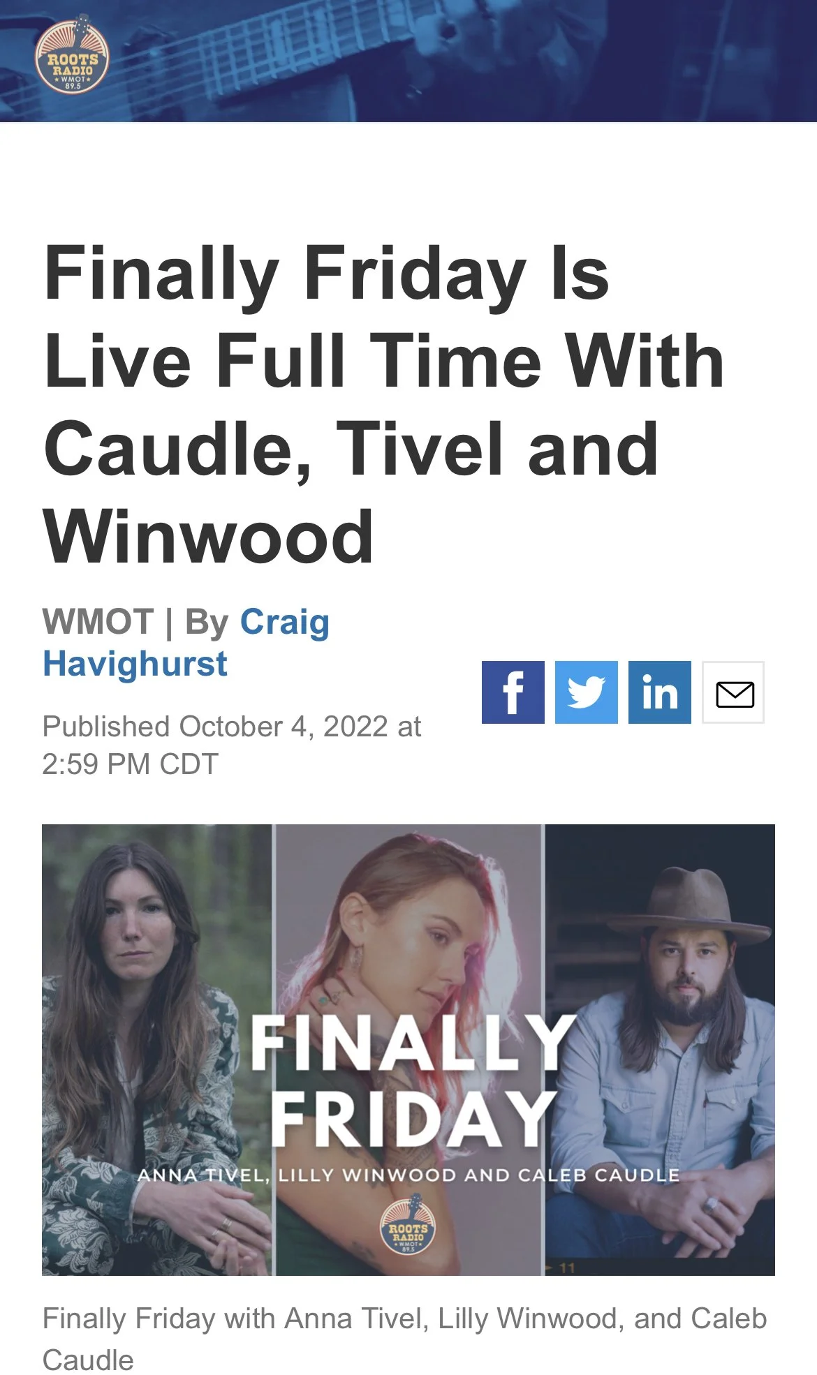 WMOT NPR Finally Friday
