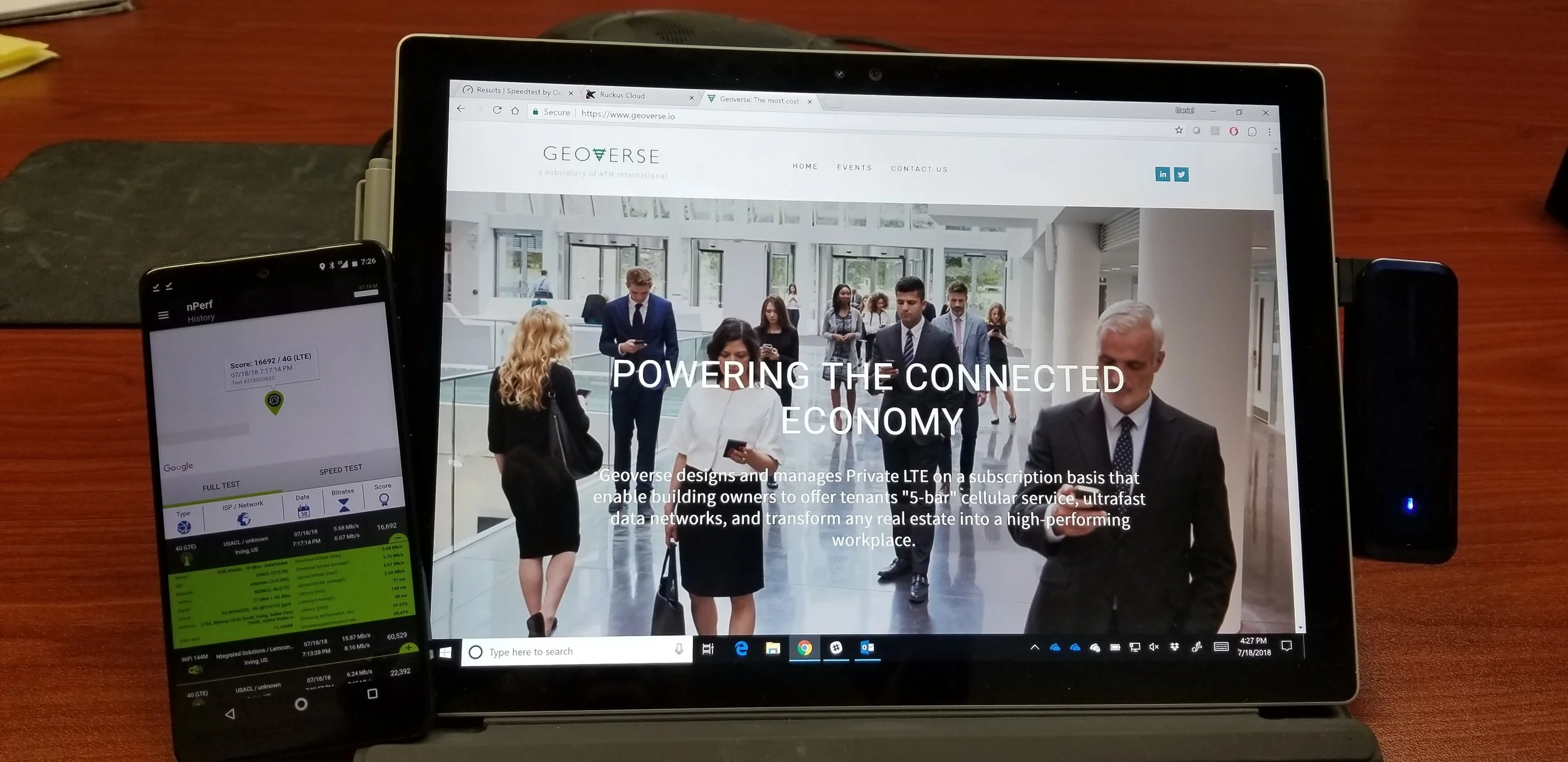 Laptop connected to the internet via Geoverse's ultra-fast Private LTE network. 