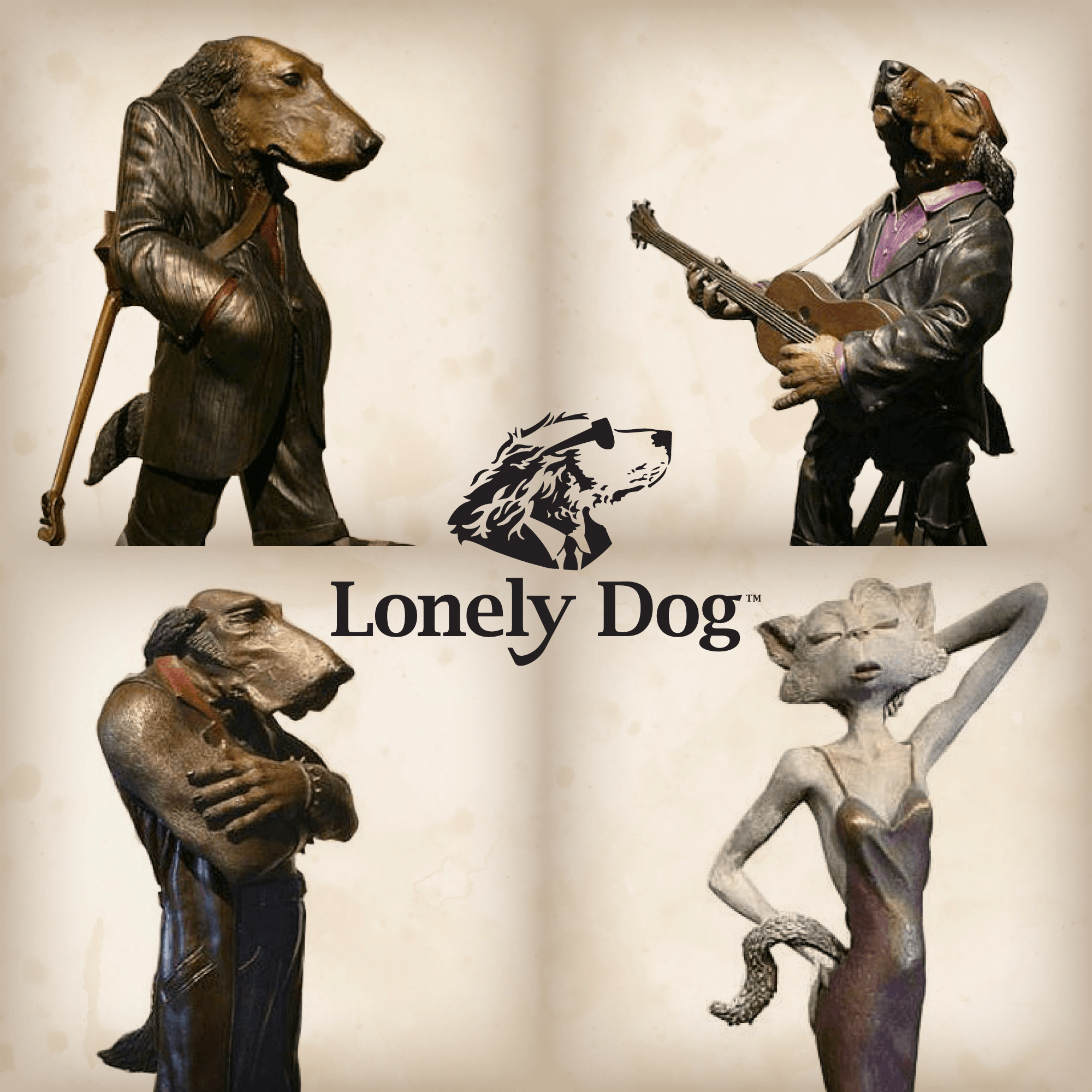 Set of Four Coloured Bronze Character Sculptures Artist's Proof - Limited Edition
