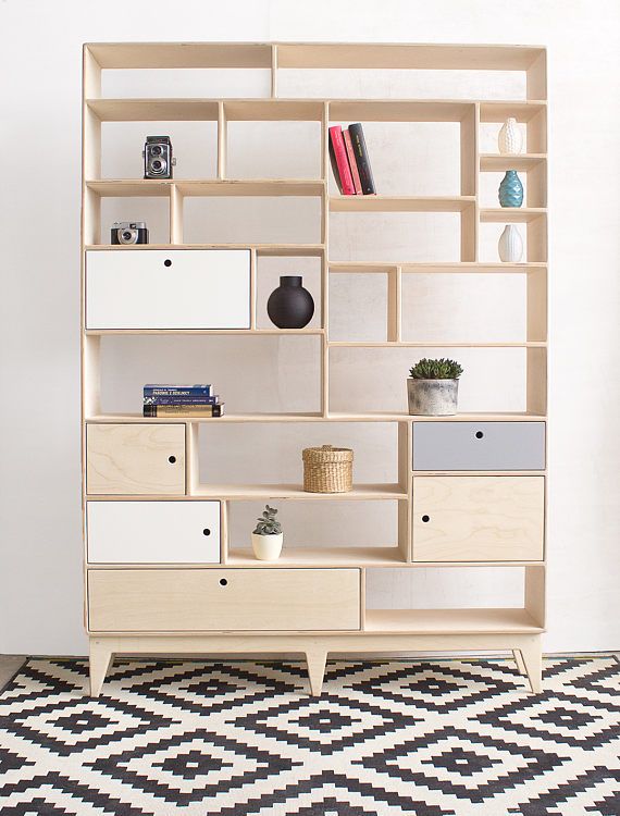 scandinavian design plywood bookshelf