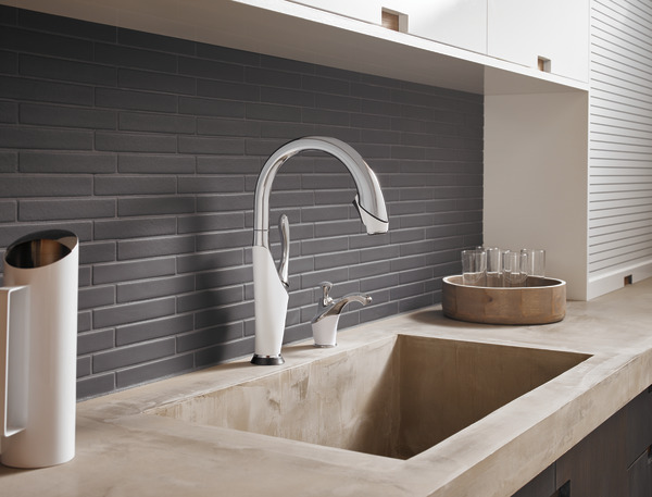 brizo is leading the game with its mixed finish faucet, incorporating both the white and chrome.
