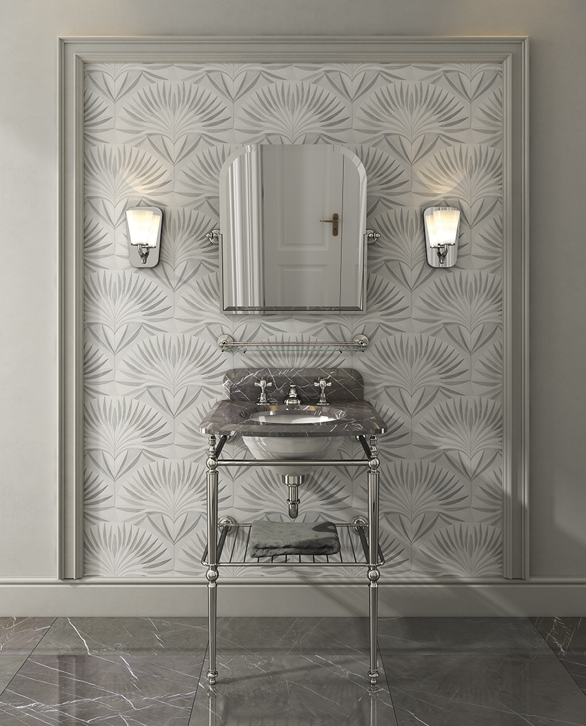 devon & devon grey bathroom with console and traditional widespread lav faucet in polished chrome with cross handles - the ultimate guide to luxury plumbing by the delight of design