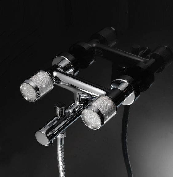 maier wall mount tub filler with crystal knobs in platinum - the ultimate guide to luxury pluming by the delight of design