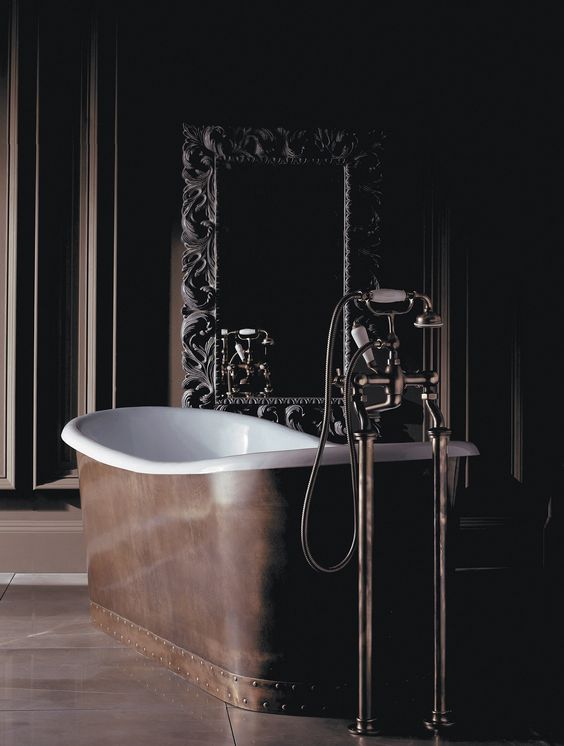 devon & devon copper enamel freestanding tub with traditional freestanding tub filler in polished nickel - the ultimate guide to luxury plumbing by the delight of design