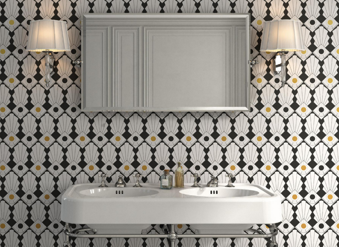 devon & devon deco bathroom with double porcelain lav and widespread lav with cross handles and low spout in polished chrome - the ultimate guide to luxury plumbing by the delight of design