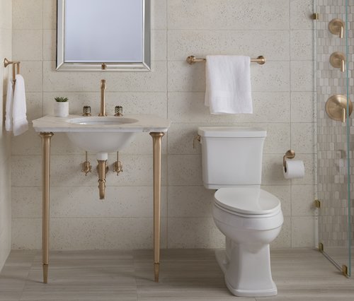 kallista script collection in blush bronze - the ultimate guide to luxury plumbing by the delight of design