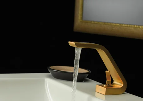 webert contemporary single hole lav faucet with joystick handle and curved spout in yellow gold - the ultimate guide to luxury plumbing by the delight of design