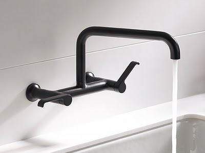 vola contemporary minimalist two hole wall mount bridge faucet with lever handles and 90 degree spout in black - the ultimate guide to luxury plumbing by the delight of design
