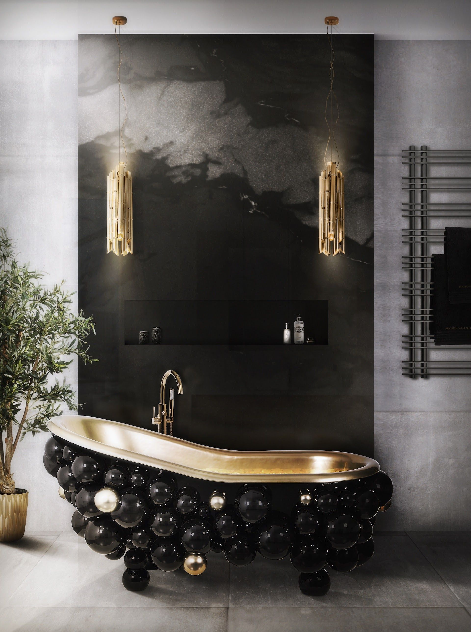maison valentina baroque freestanding tub filler with gooseneck spout in unlacquered brass freestanding couture black clawfoot tub - the ultimate guide to luxury plumbing by the delight of design