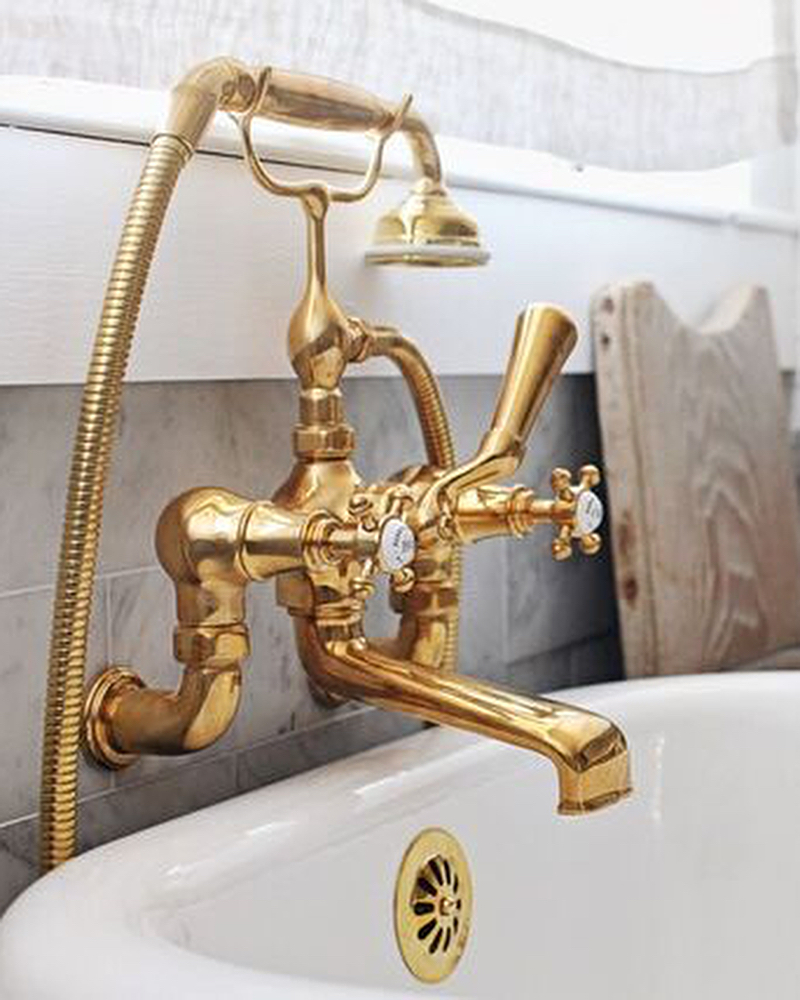 rohl traditional wall mounted italian bath tub filler with hand shower and lever handles in polished gold - the ultimate guide to luxury plumbing by the delight of design