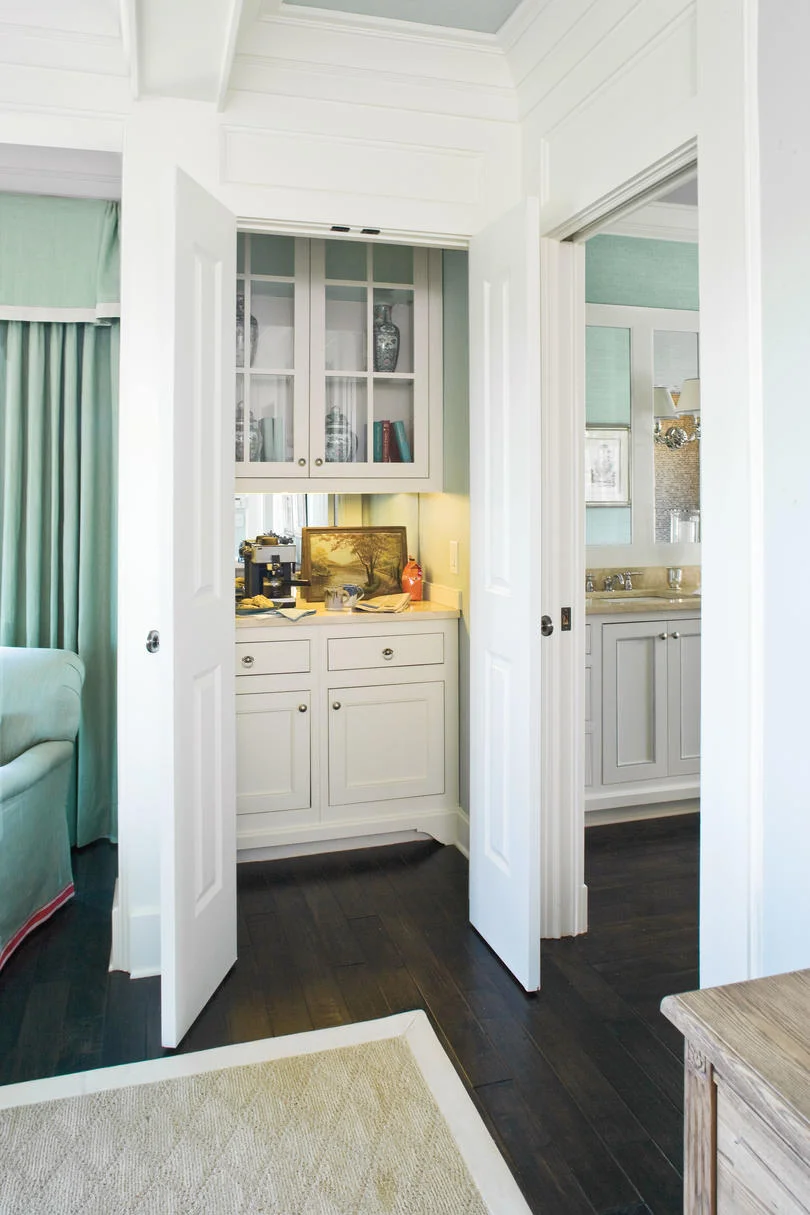 fresh coffee bar in en suite master bathroom