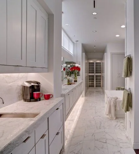 coffee bar in en suite master bathroom