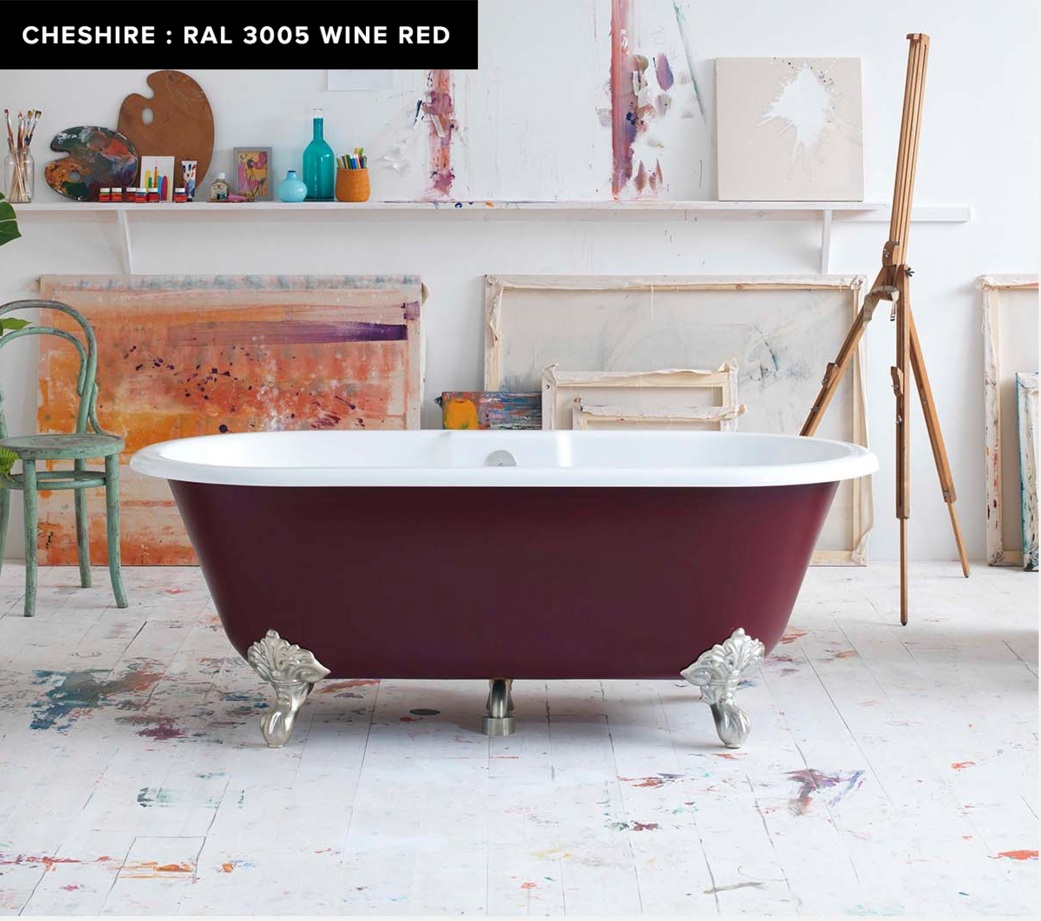 victoria + albert freestanding chesire tub in ral 3005 wine red