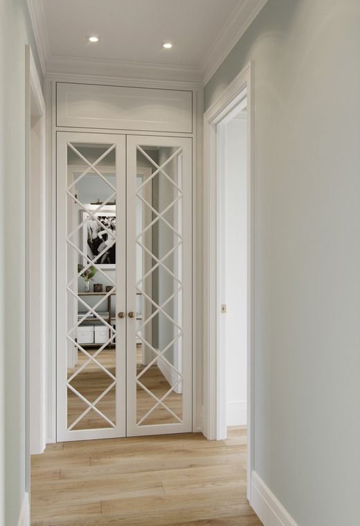 white french door cabinets with mirror and diamond mullion insert