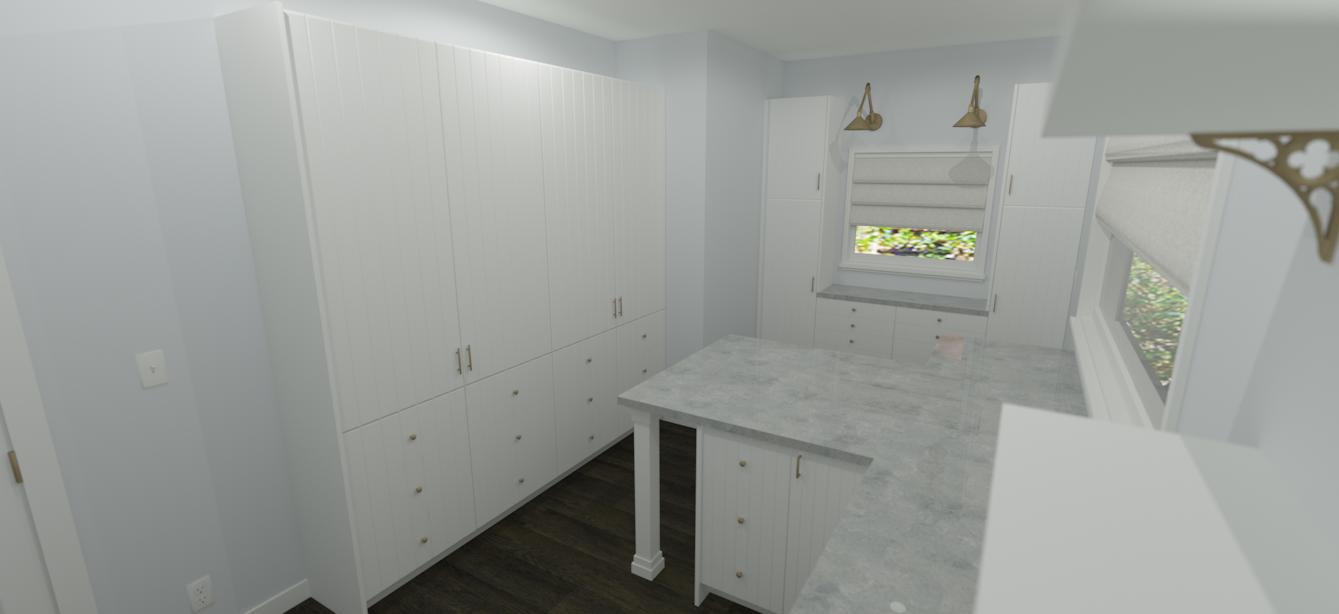 sewing room concept custom ikea cabinetry render