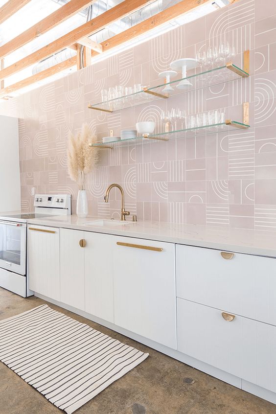 ikea kitchen cabinets millennial pink tile encaustic