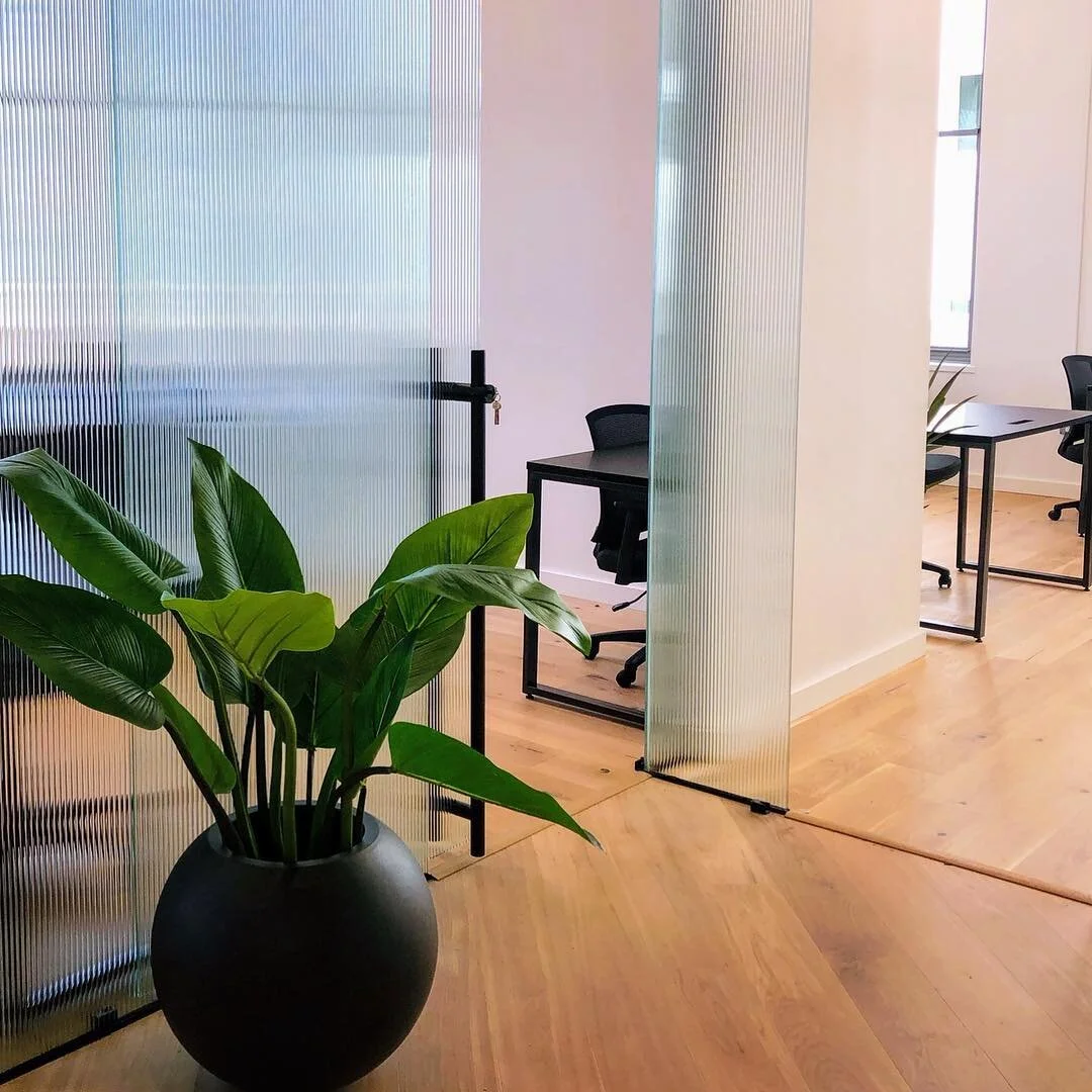 reeded glass office door wall partitions