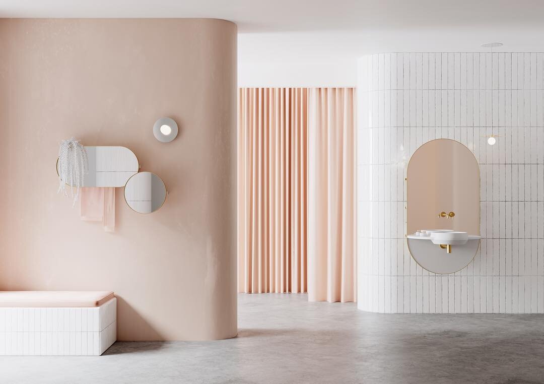 minimalist modern blush neutral skin tone danish scandinavian bathroom dressing room unlacquered brass