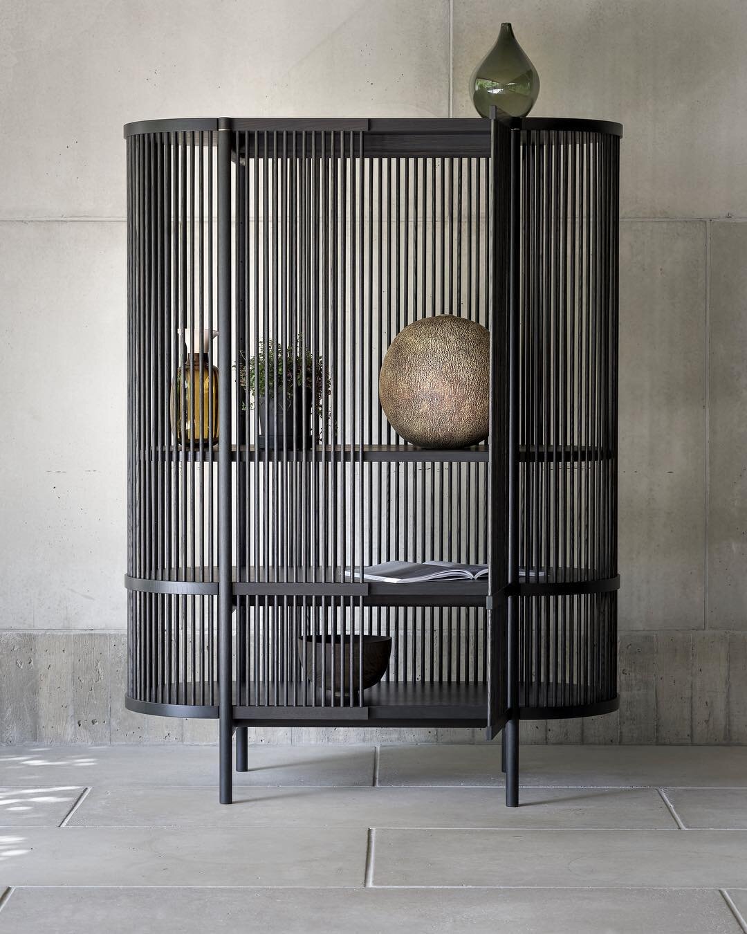 reeded stick display cabinet