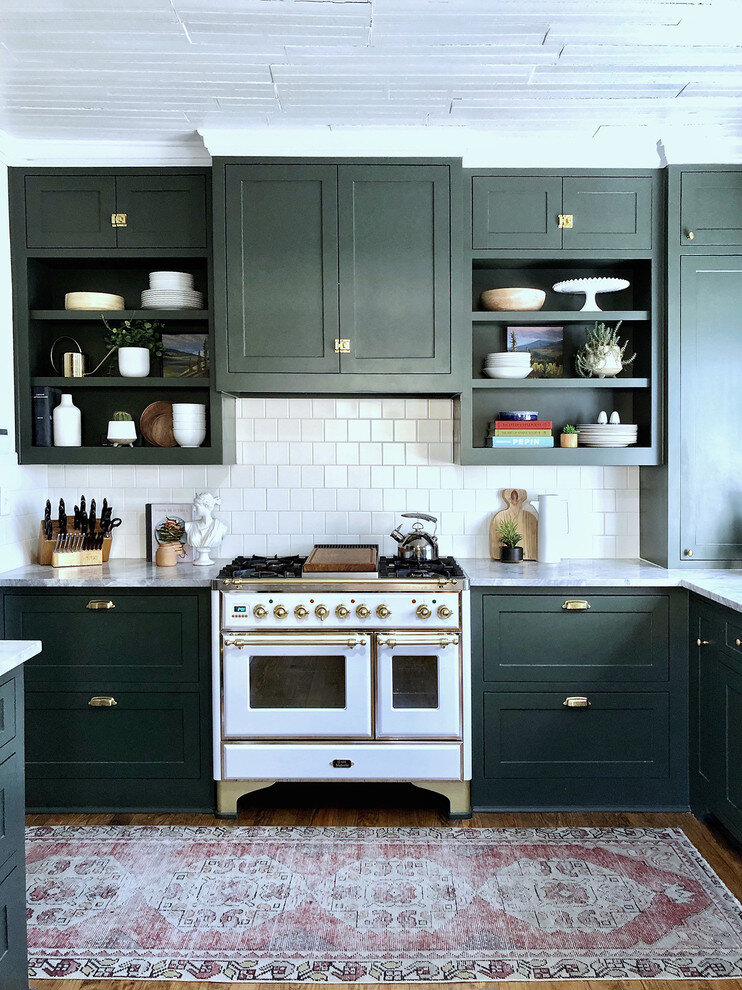 white stove brass hardware emerald cabinets