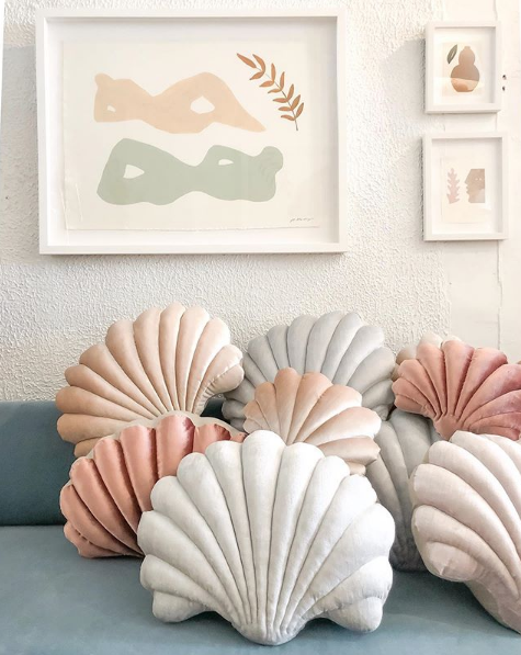 shell cushions velvet pillows