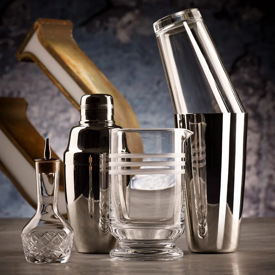 Crystal Footed Mixing Mixing Glass pictured with items not included