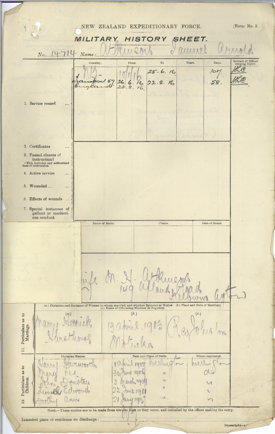 Atkinson SA History Sheet