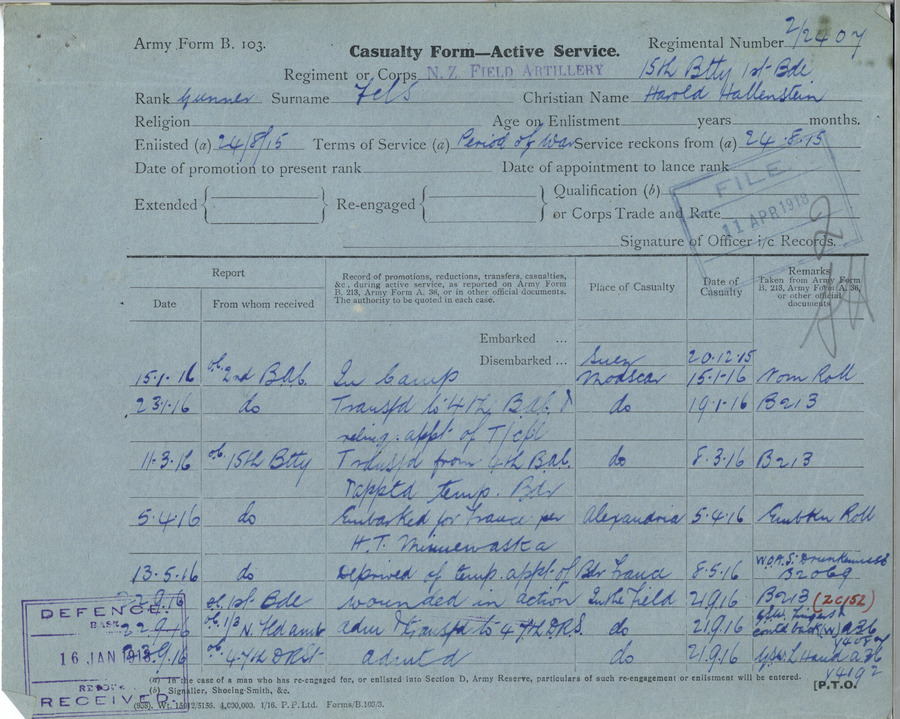 Fels HH Casualty Page 1