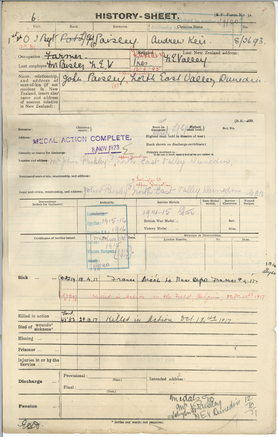 Paisley AK History Sheet