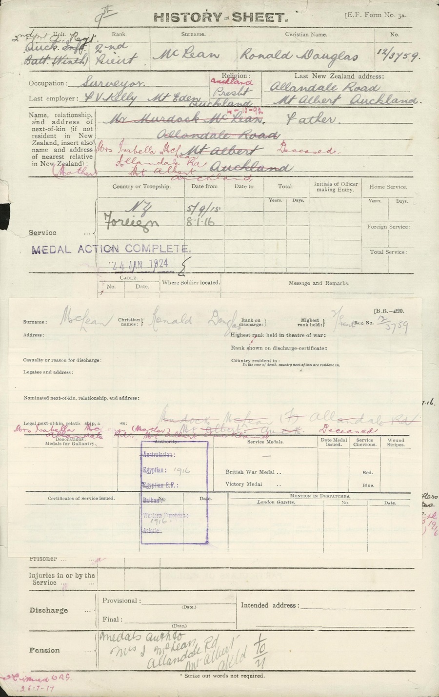 McLean RD History Sheet