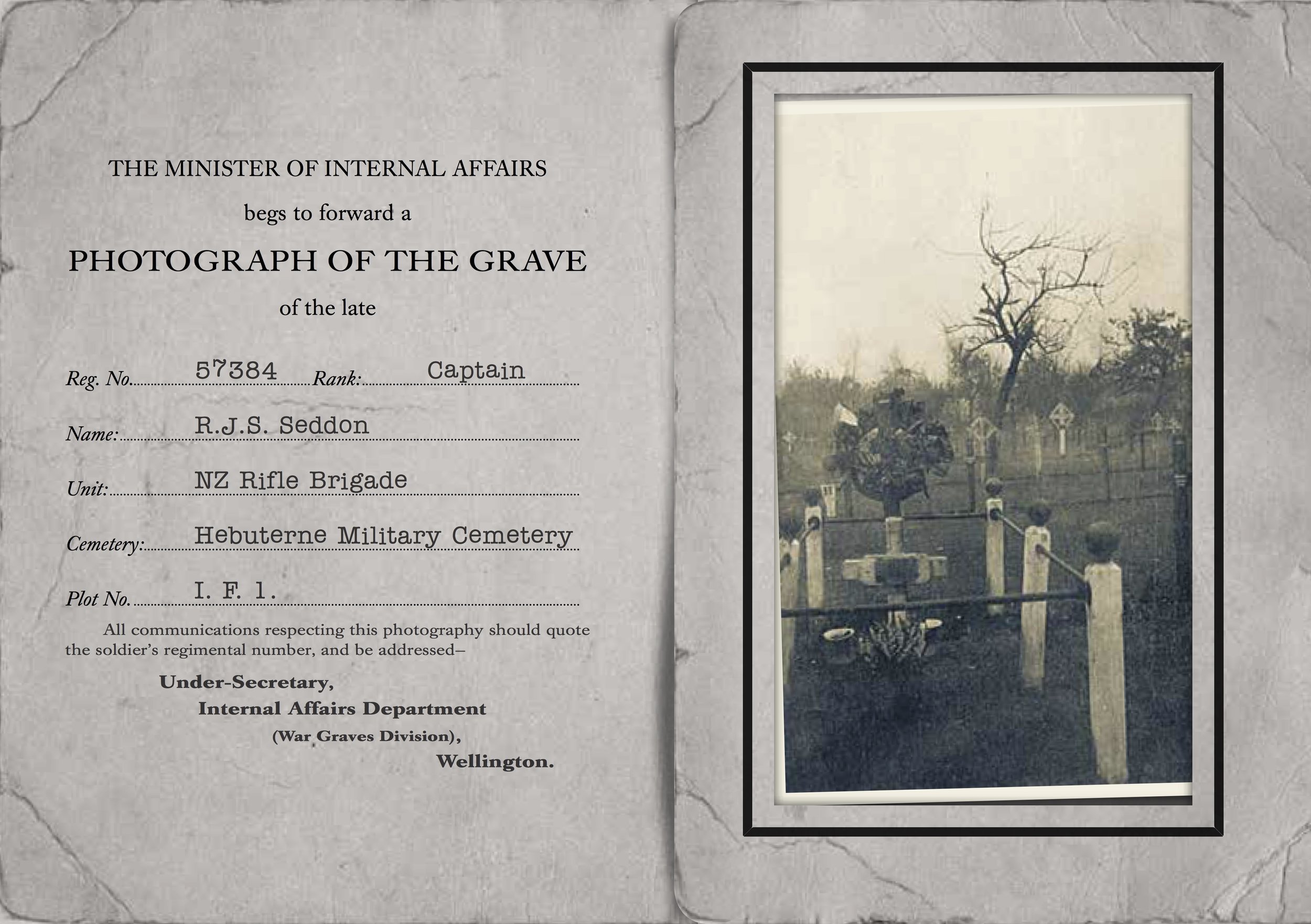 Seddon's Grave Card