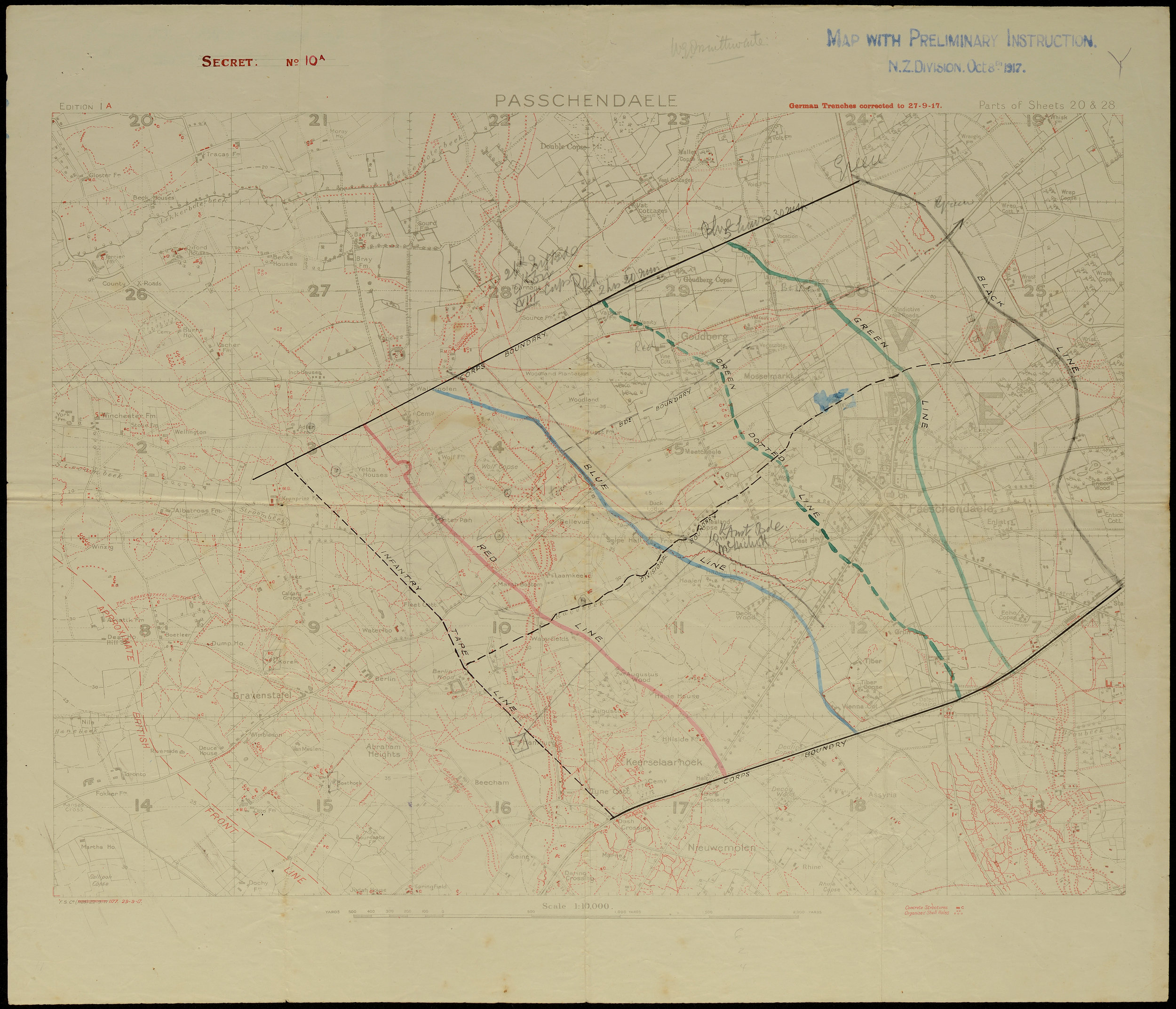 Passchendaele Barrage Map