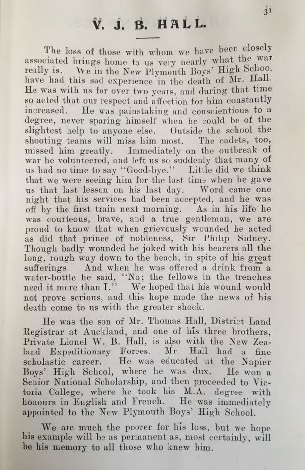 A letter in The Taranakian No. 2 from 1915