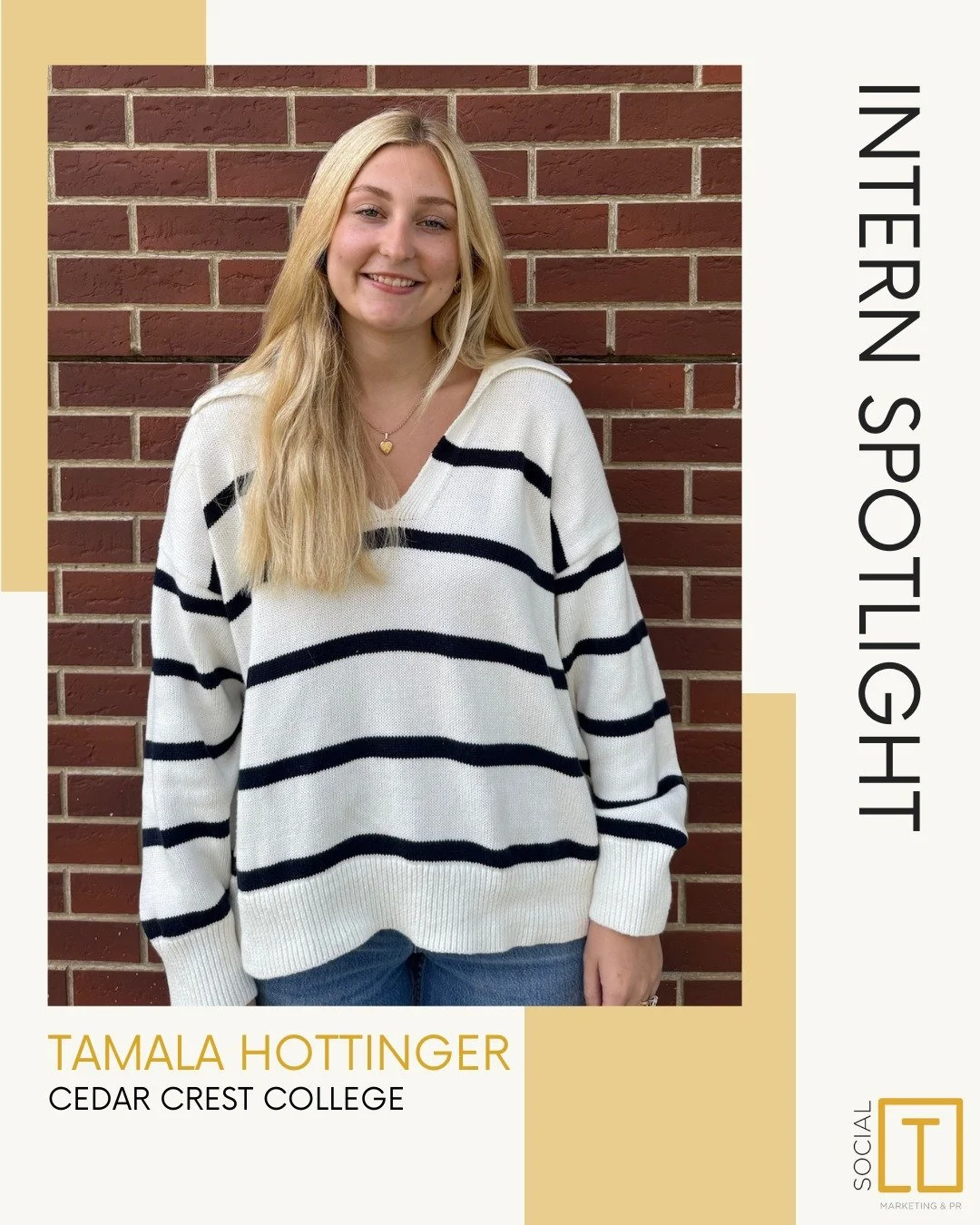 Join us in welcoming Tamala Hottinger to the #SocialT team as our fall Digital Marketing intern. 🌟

Tamala is a student at @cedarcrestcollege and is eager to dive deeper into digital marketing and social media She's most looking forward to exploring