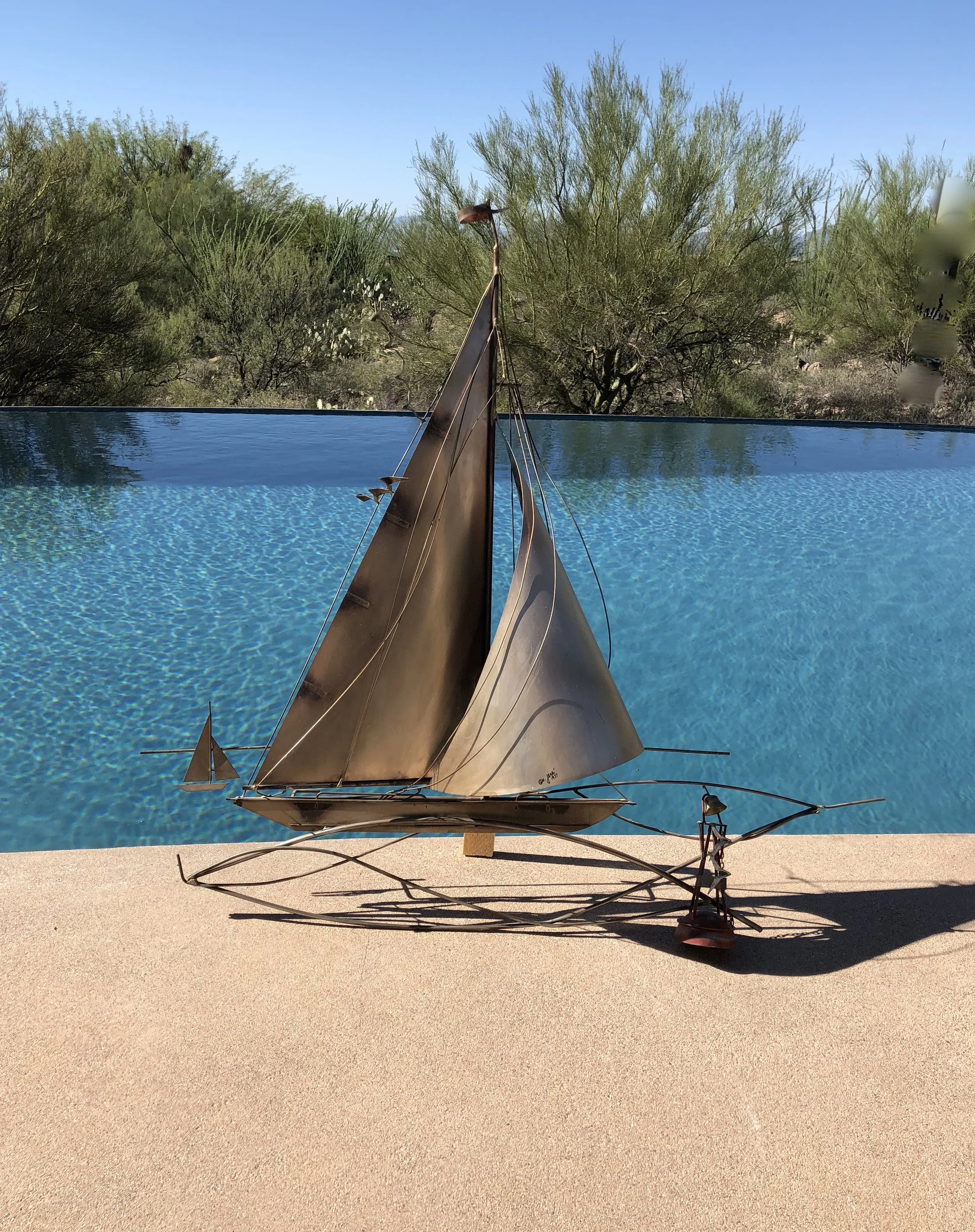 Mid Century Curtis Jere Metalware Sailboat