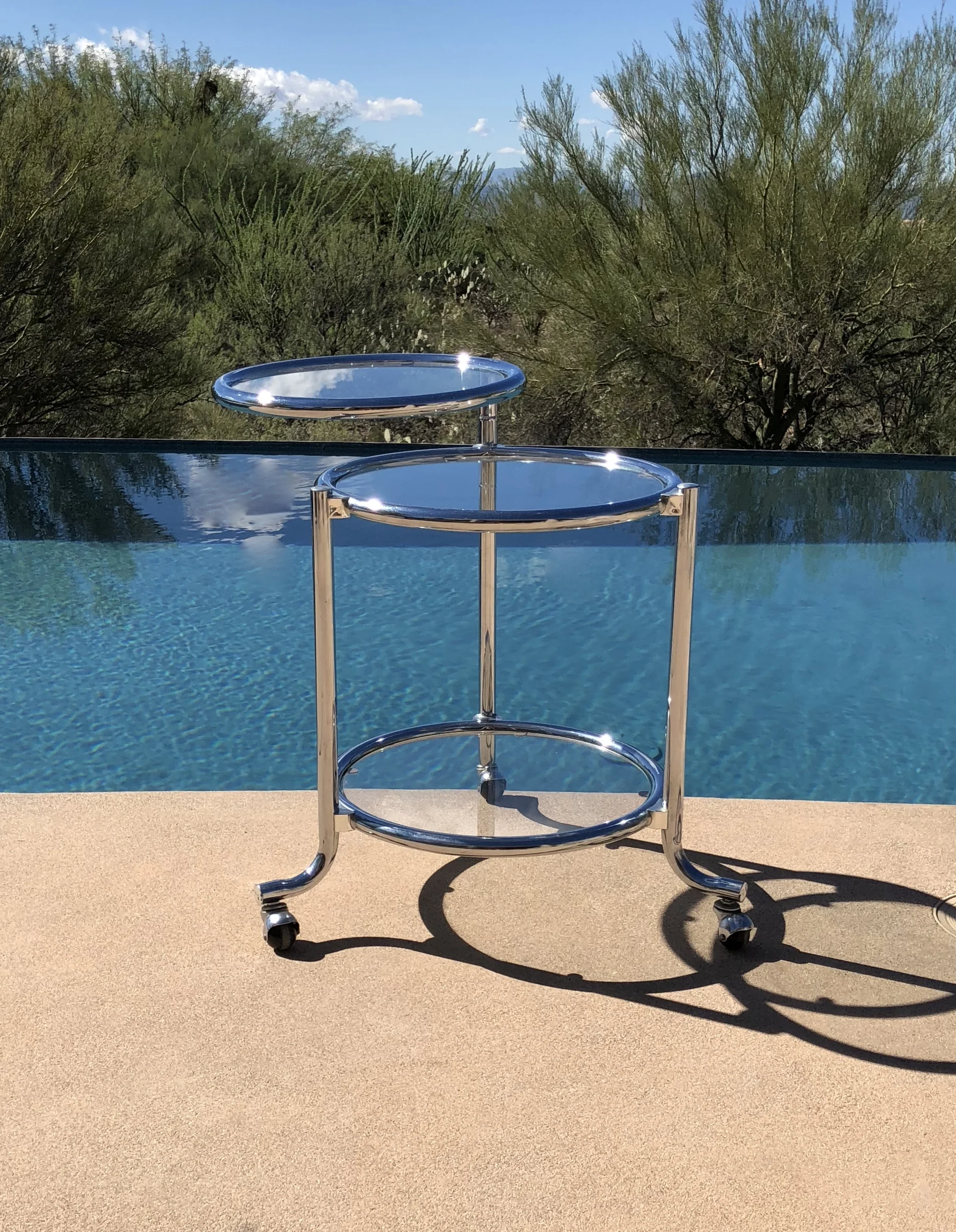 Mid Century Modern Chrome Rolling Table