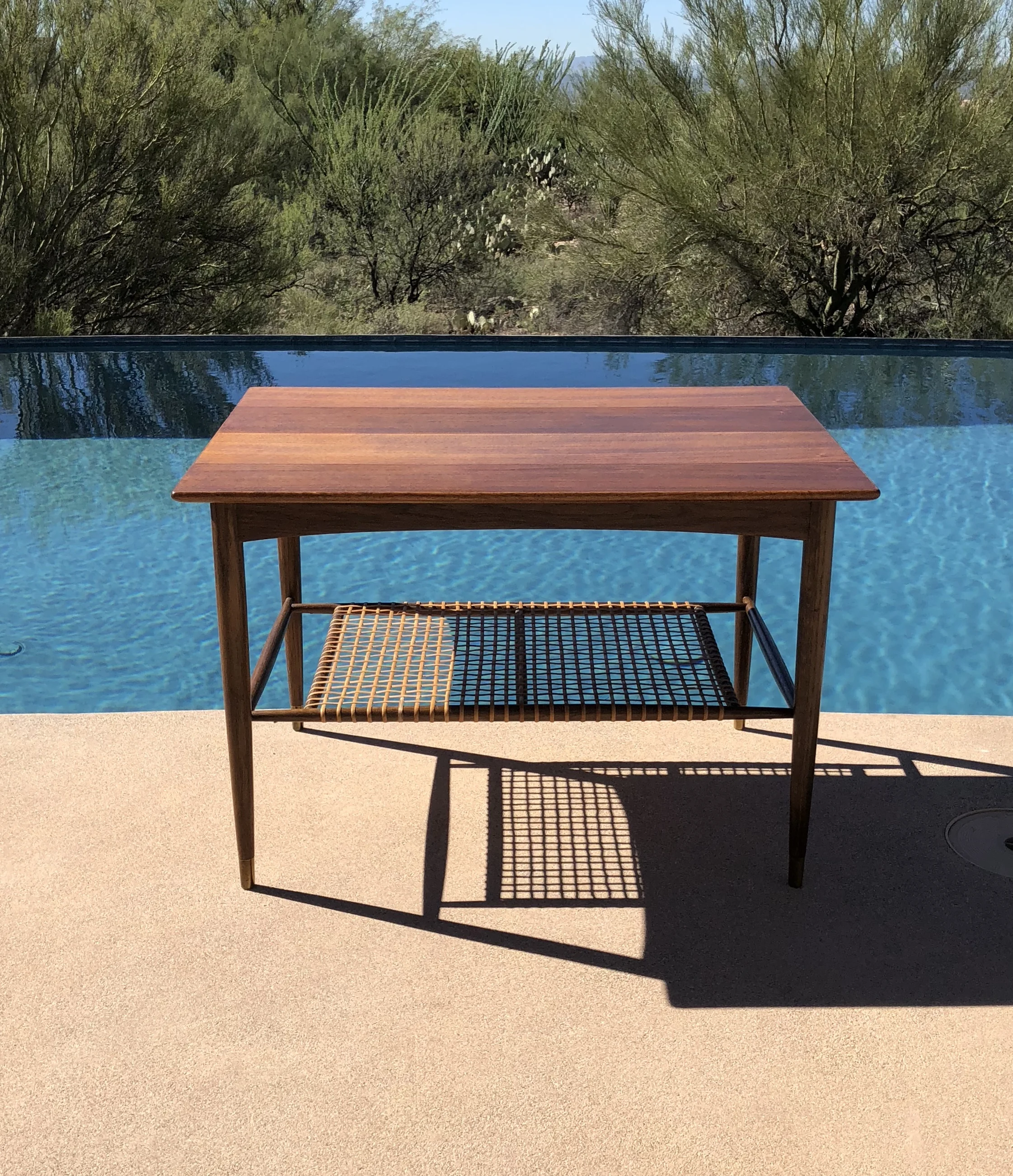 Swedish Modern Teak and Cane Table