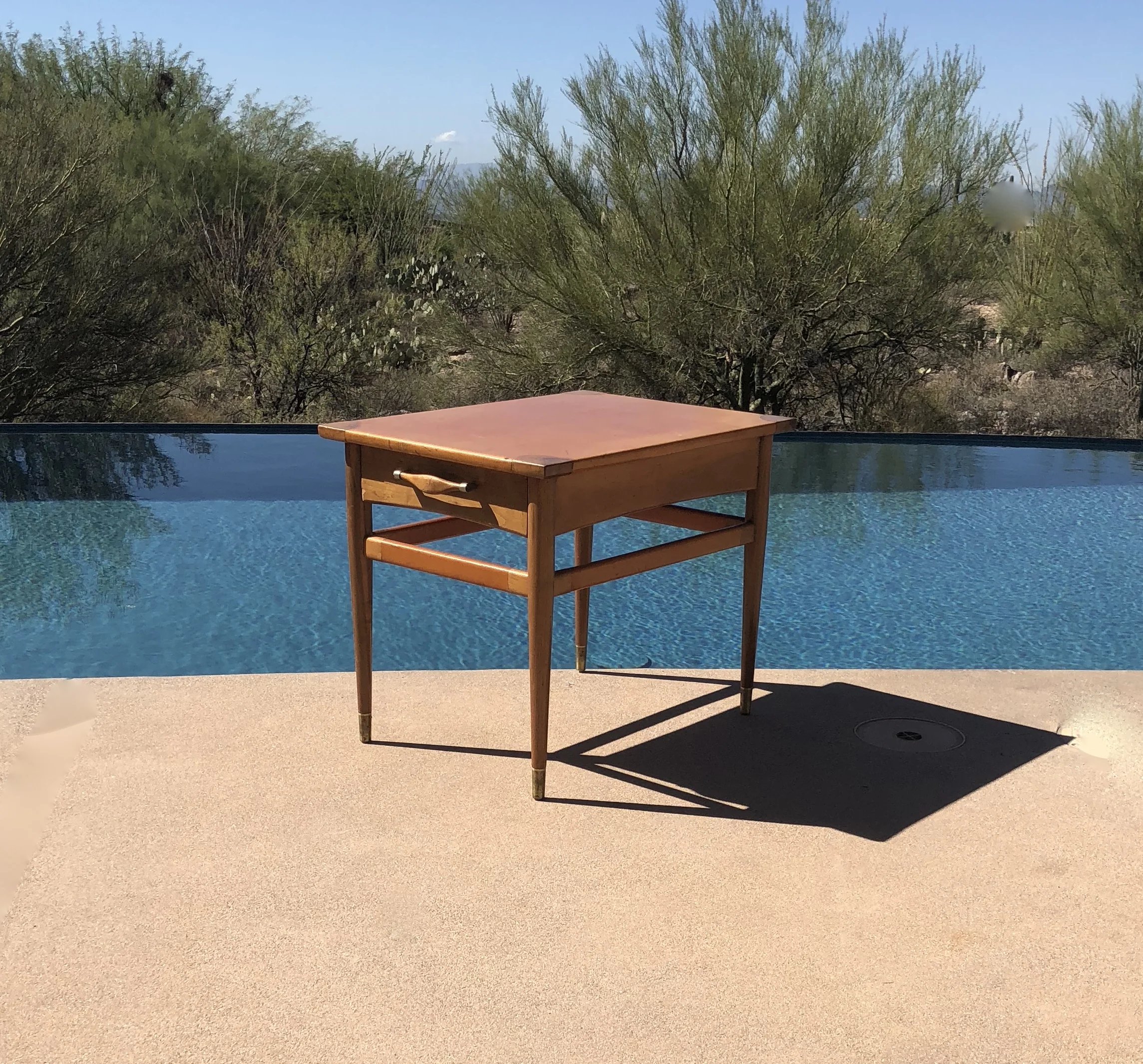 Mid Century Modern Leather Top Table