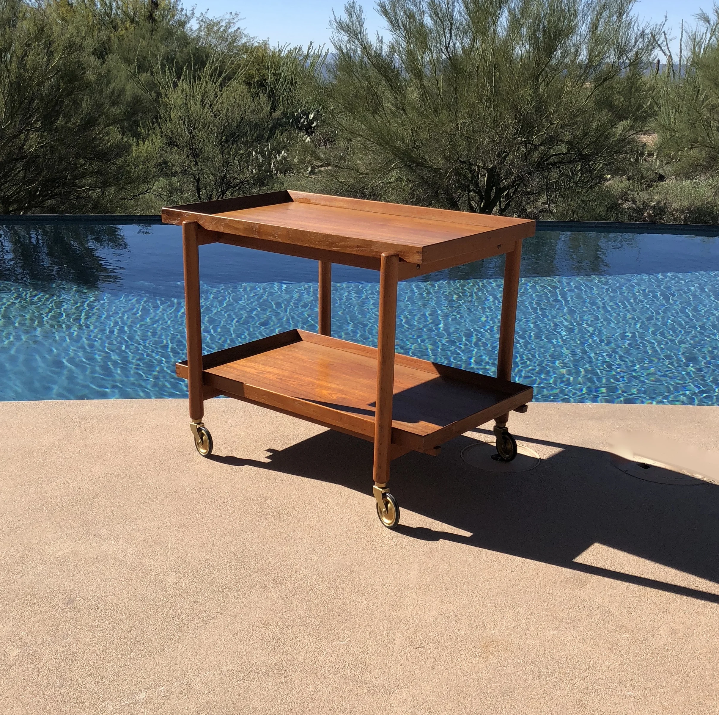 Danish Modern Teak Rolling Cart