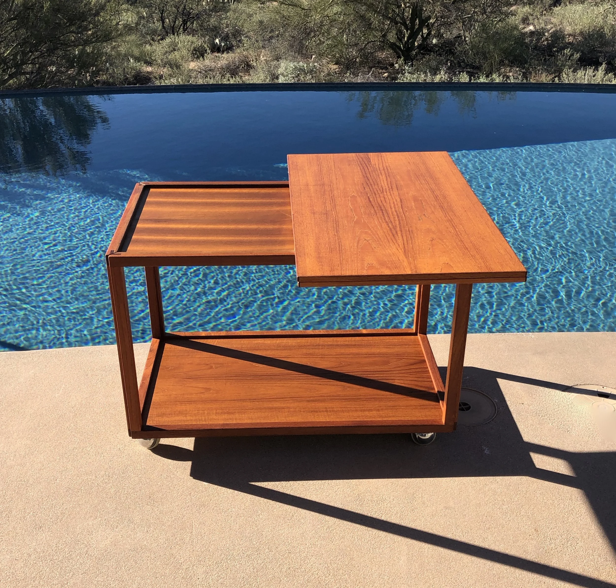 Danish Modern Flip Top Bar Cart