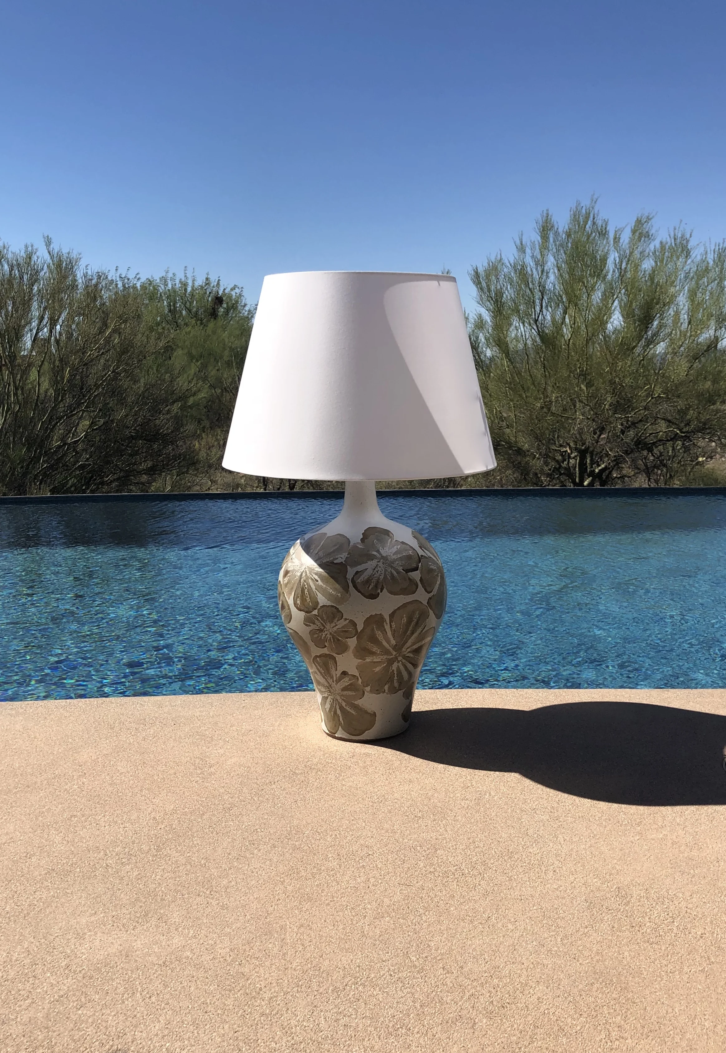 Mid Century Modern Floral Ceramic Lamp