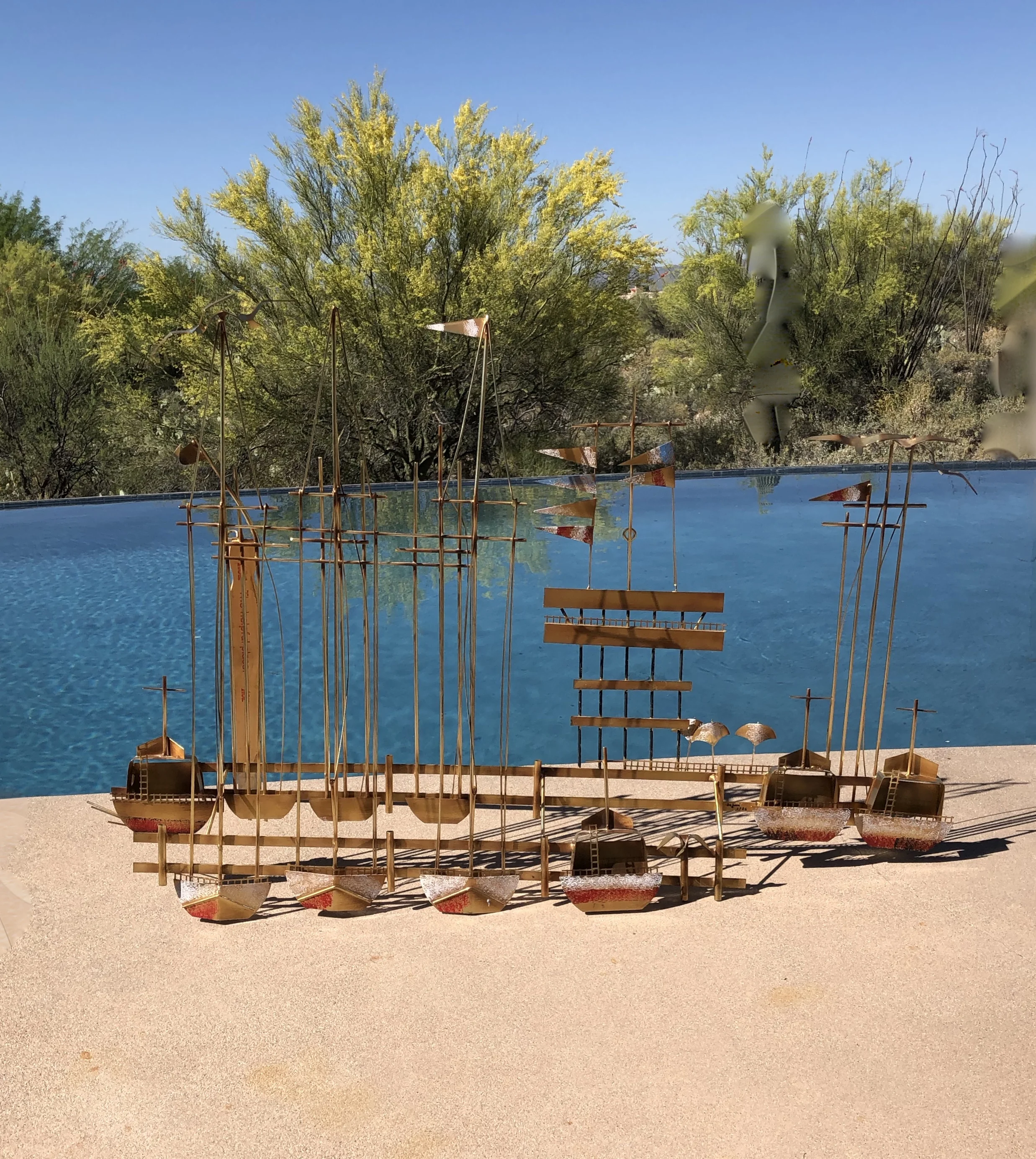 Vintage Curtis Jere Marina with Sailboats